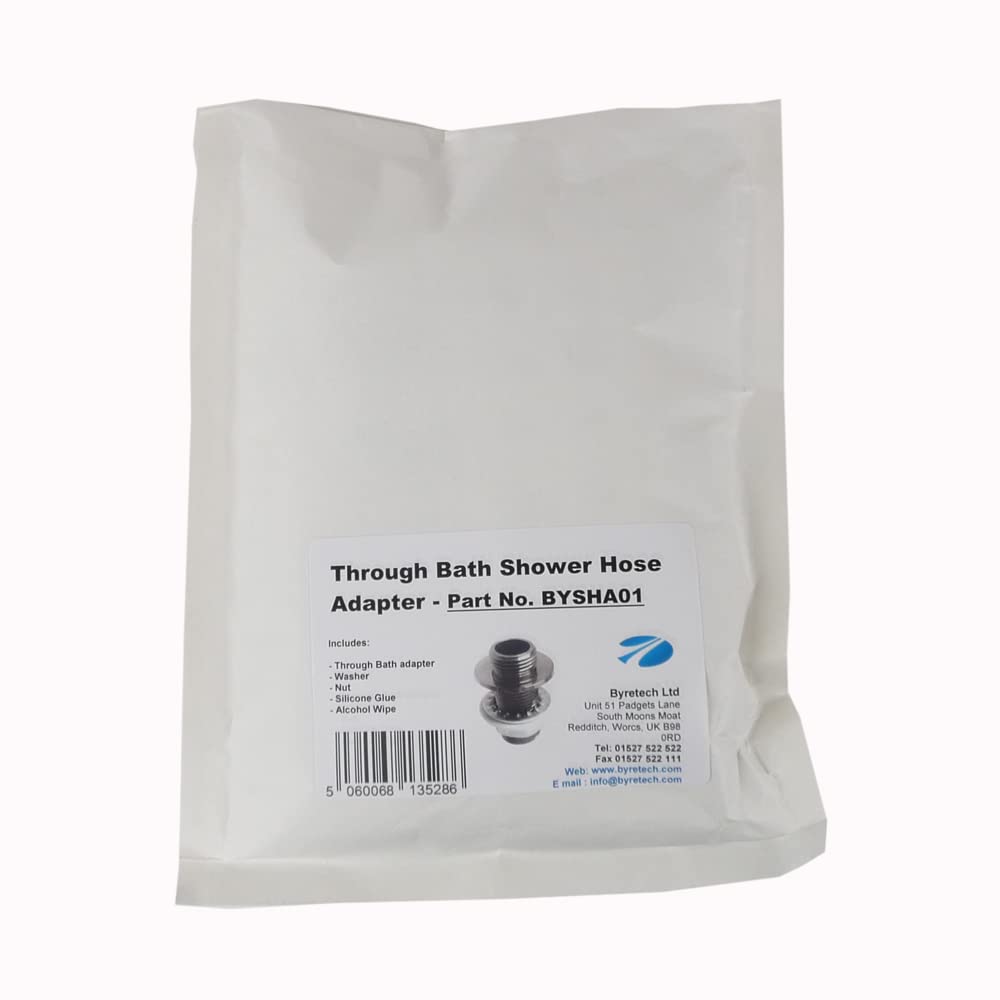 Conector de manguera de ducha a través de bañera, reemplaza a través del bisel de manguera de ducha para evitar fugas y daños por agua, acero inoxidable, fabricado en Reino Unido.