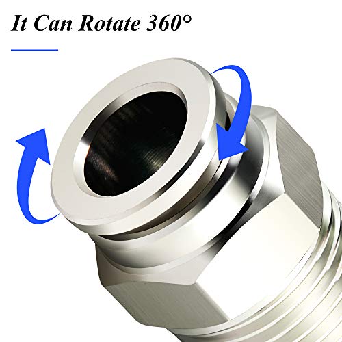 Tailonz Pneumatic Stainless Steel Male Straight 3/8 Inch Tube Od X 1/2 Inch Npt Thread Push To Connect Fittings Pc-3/8-N4 (Pack Of 2) #TOP4