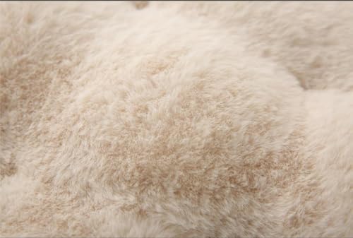 MolynnChic Rundes Bodenkissen für Erwachsene – 50cm Meditationskissen aus Kunstkaninchenfell, Weiches Sitzkissen für Wohnzimmer, Balkon, Yoga & Outdoor(Beige)