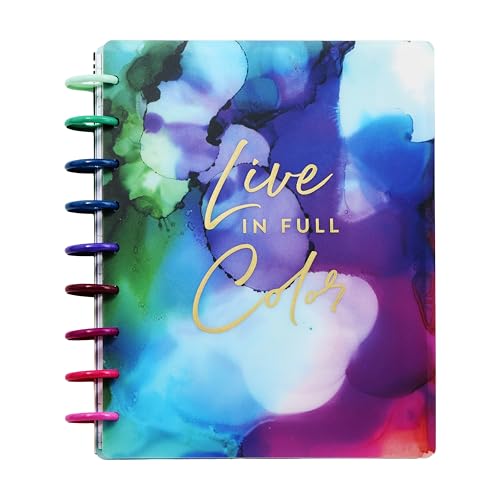 Happy Planner Disc-Bound 12-Month Planner, Jan.–Dec. 2025 Daily, Weekly, and Monthly Planner, Classic Size, Horizontal Layout, Live in Color, 72 Pages, 12 Dividers, 2 Sticker Sheets, 7' x 9.25'