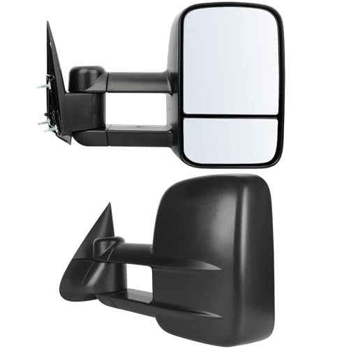 ECCPP Towing Mirror Fit 1999-2006 Chevy Silverado/GMC Sierra Pickup; 2007 Chevy Silverado Classic/ 2000-2006 Chevy Tahoe/Suburban/GMC Yukon XL with Extendable Manually Foldable - Textured Black by ECCPP - Used condition - US$80.52