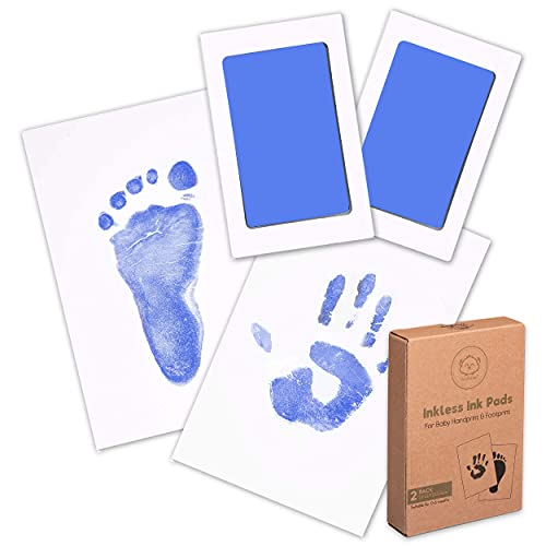 Image of 2-Pack Inkless Baby Hand and Footprint Kit - Mess Free Ink Pad for Newborn Keepsake, Dog Nose & Paw Print Kit, Clean Touch Ink Pad for Baby Hand & Footprints, Ideal New Mom Gifts(Sky Blue)
