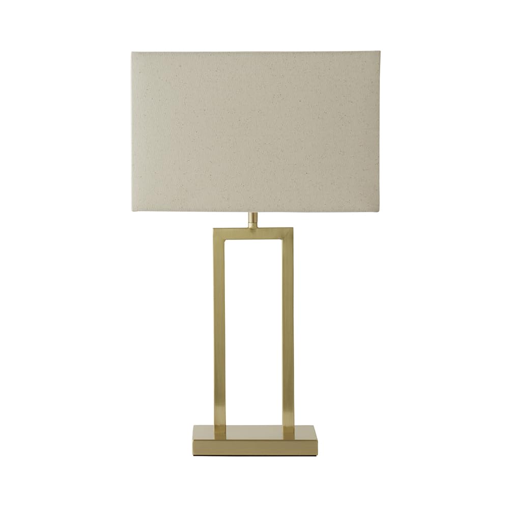 Valuelights Gold Gloria Double Stem Metal Table Lamp With Rectangular Lamp Shade & Led Bulb In