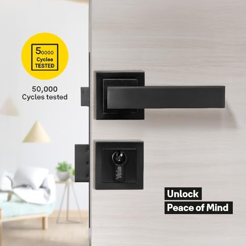 Image of Yale YECM-405-OR-TT-BM Mortise Door Lock for Bedroom /Home /Office /Hotel Suitable for Left /Right Handed Doors | Comes with Rose & Escutcheons with Thumb Turn, 3 Keys Cylinder and Lock Body (Black Matt)