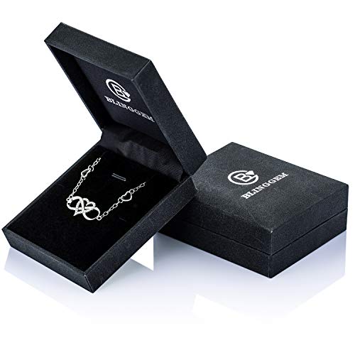 Blinggem Anklet Bracelets For Women Infinity Heart Charm 18K White Gold-Plated 925 Sterling Silver Cz Infinity Heart Silver Anklets For Women Birthday Christmas Anniversary Valentine's And Mother's Day Gifts For Women Wife Mom Girlfriend Daughter Friend Her #TOP6