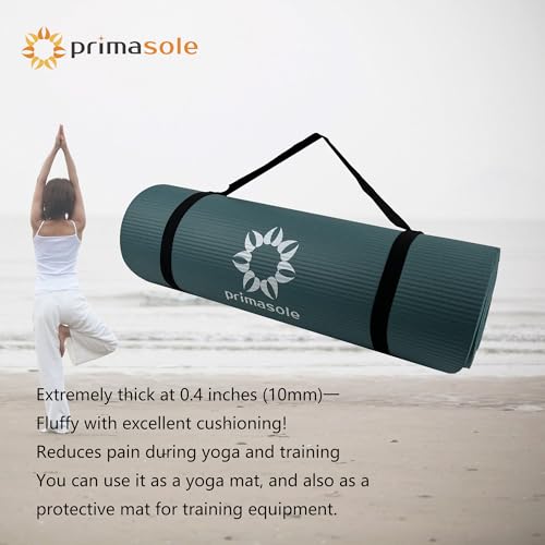 Image of Primasole Thick Yoga Mat, 1 /2-Inch Extra Thick NBR Mat with Enhanced Stability - Textured Design, Lightweight Mat with Carrying Strap & Case for Yoga, Pilates, Gym & Home Use (Multiple Colors)
