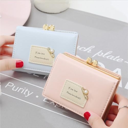Coin Purse Multi-card Slot Portable PU Travel Card Organizer Three Fold Business Card Case(Blue)4