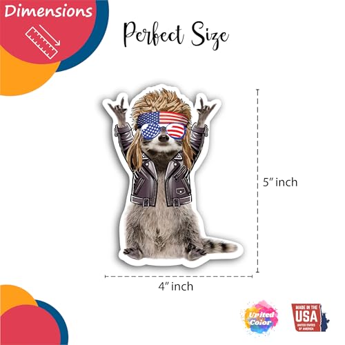 Image of Rocking Raccoon Mullet Sticker - Large 5 Inch, Waterproof, Fade Resistant, Dishwasher Safe, Strong Adhesive - Funny Raccoon Gifts for Adults, Raccoon Stickers