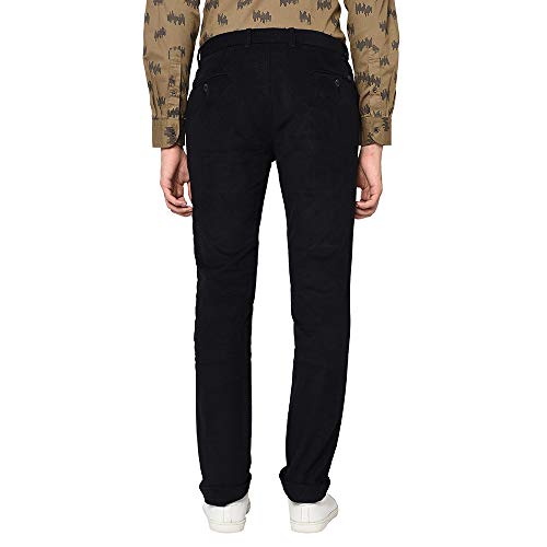 Image of Blackberrys Men's Cotton Blend Self-Design Slim Fit Casual Trousers