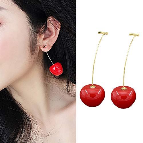 Gemini_Mall Boucles d'oreilles Pendantes en résine Acrylique avec Motif Cerise Rouge