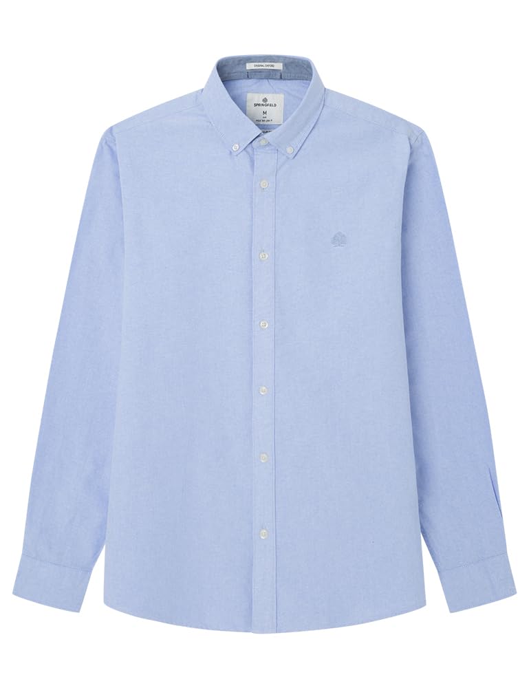 Springfield Men's Camisa Oxford Formal Shirt, Azul Acero, XL