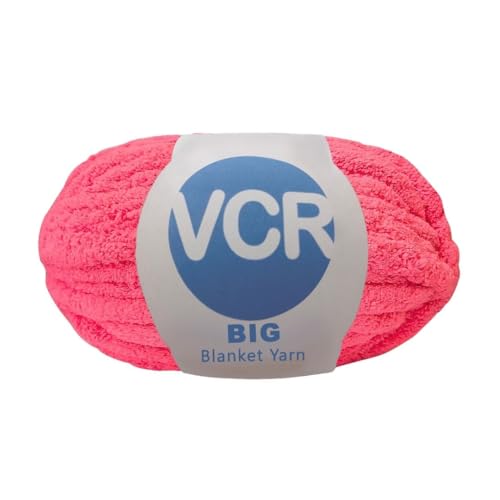 Image of VCR Bright Pink Yarn, 200 Grams Big Chunky Hank, 22 Meters Length, Suitable for Knitting Blankets and Pillows, 100% Polyester Yarn Ball for Crochet DIY, Soft Threads, Pack of 1
