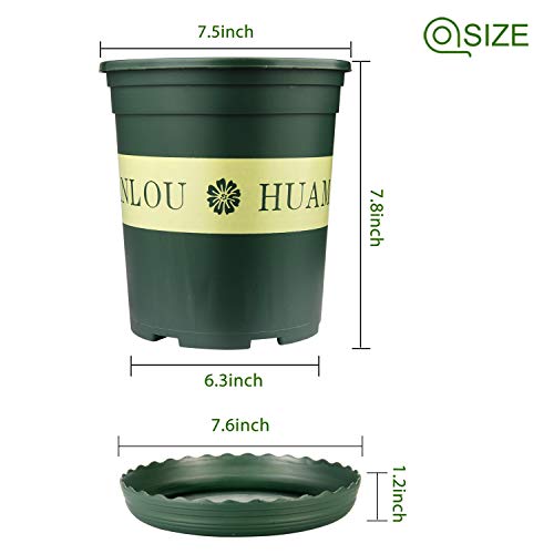 Pots for Plants, ZOUTOG 1.5 Gallon Flower Pots, Nursery Pots with Drainage Hole and Tray, Pack of 8, Plants not Included - Thumbnail 2