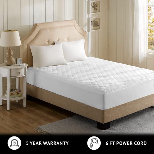 Beautyrest Cotton Blend Heated Mattress Pad Secure Comfort Technology - Luxury Quilted Electric Mattress Pad With Deep Pocket - 5-Setting Heat Controllers, Twin Xl , White #TOP2