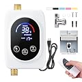 Tankless Water Heater Electric, 110V 3000W Instant Hot Water Heater with Touch Screen & Remote Control, Under Sink for Kitchen/RV/Small Apartment, US Plug Includes - White