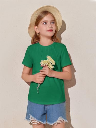 Image of Haloumoning Girls Pleated T Shirts Kids Summer Short Sleeve Fashion Tops Tees 5-14 Years