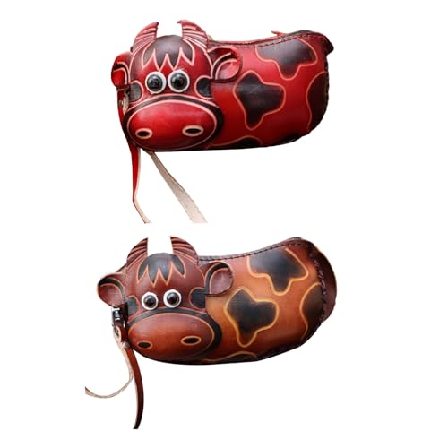 Porte-clés compact vache marron doté de poches spacieuses de rangement