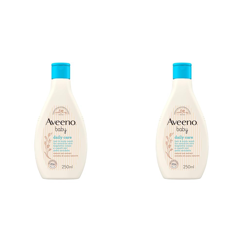 Aveeno Baby, Daily Care, Bagnetto Corpo e Capelli per Pelli Delicate, Senza Solfati e Parabeni, 250 ml (Confezione da 2)
