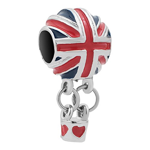 CharmSStory Hot Air Balloon Charms British Flag Travel Beads for Charm Bracelets