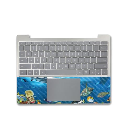 Image of MightySkins Carbon Fiber Skin Compatible with Microsoft Surface Laptop Go 3 (2023) Full Wrap Kit - Below The Waves | Protective, Durable Textured Carbon Fiber Finish | Easy to Apply | Made in The USA