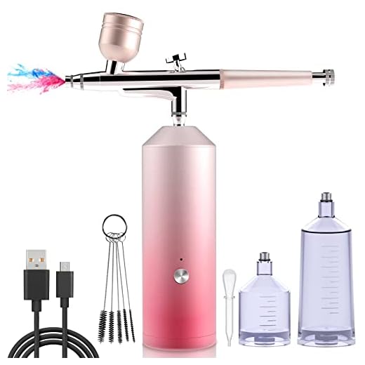 Cordless Airbrush Kit, Yofuly Mini Nail Airbrush Machine Air Brush Spray Gun Set, Portable Makeup Airbrush Machine for Nails, Makeup, Cake Decorating, Stencils, Model, Painting, Tattoo | Rechargeable