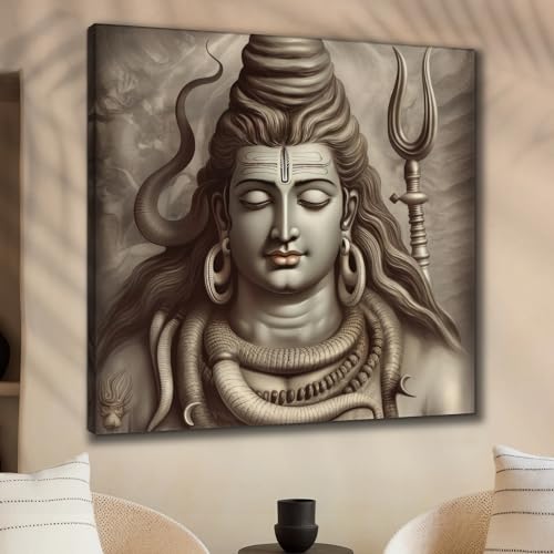 SAF paintings Shiva religious modern art canvas home decor wall paintings with frame painting for living room wall decoration office 16 inch x 16 inch CVS-272