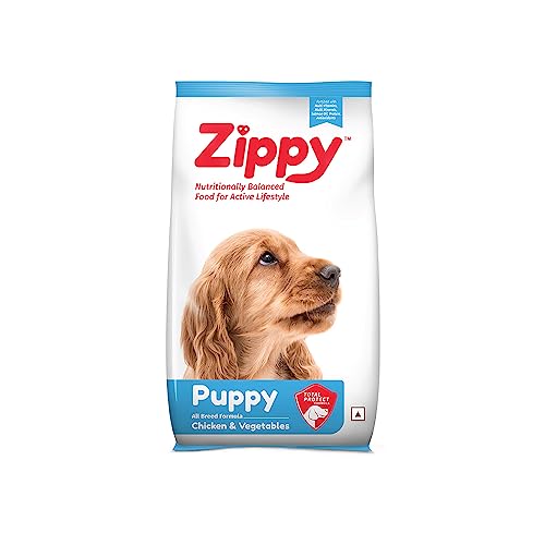 ZIPPY Chicken & Vegetables Dry Dog Food for Puppy | Nutrient-Rich Dry Food for Puppies | Pellet Puppy Dog Food for All Breed Sizes. (Age: 3 to 12 Months) – 1.2KG
