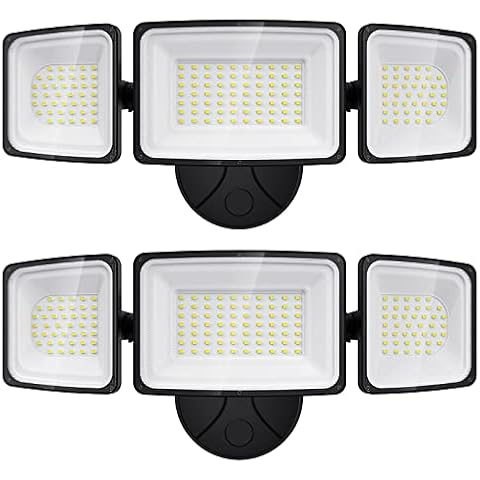 Onforu 100W Flood Lights Outdoor, 2 Packs Outdoor Security Lights 9000LM, 6500K LED Outdoor Flood Light Fixture, 3 Adjustable Heads, IP65 Waterproof Exterior Flood Light for Yard,Garage,Eave Mount Cover