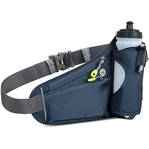 Waist Fanny Pack Waterproof Running Waist Bag Bumbags Cycling Bum Bag with Water Bottle Holder Travel Walking Dog Climbing Hiking Cycling Outdoor Sport Waist Bag with Reflective Strips (Dark Grey) Cover