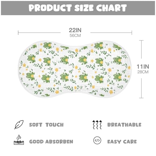 Cute Frog and Grass Baby Burp Cloths, Cotton Soft Absorbent Burp Cloth, Baby Bib Cloths Spit Up Rags for Newborn Boys Girls, 2 Pack, 22”x11”4