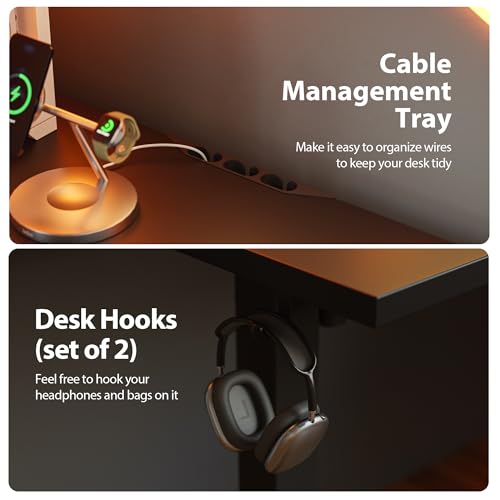 Image of Agilestic 59 Inch L Shaped Standing Desk Adjustable Height, Electric Corner Standing Desk, Sit Stand Computer Table with Splice Board, Black