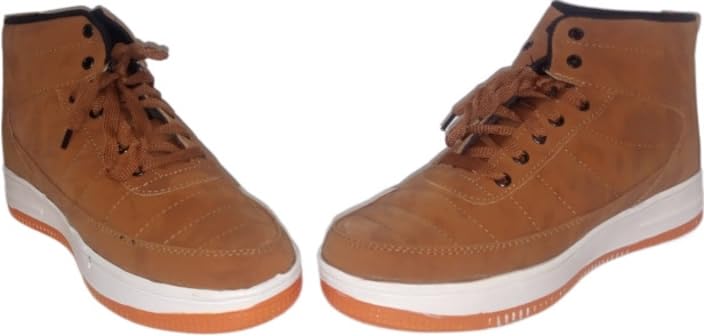 Image of Mens Nubuck Leather Casual Shoes (6 UK,Tan-Black)