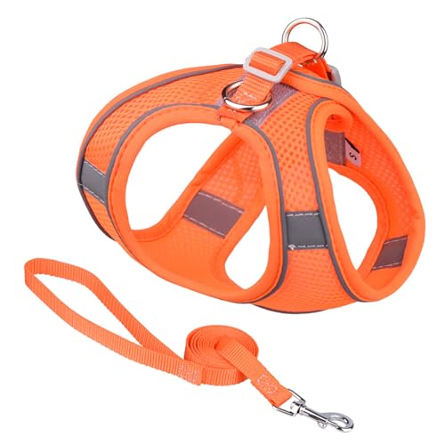 ペット用ハーネス小型犬 中型犬 ハーネス リードセット 牽引ロープ リードセット超小型犬のハーネス猫用 メッシュ おしゃれ 反射光ストリップ付き 調節可能 お散歩 着脱簡単可愛くて 犬のハーネス