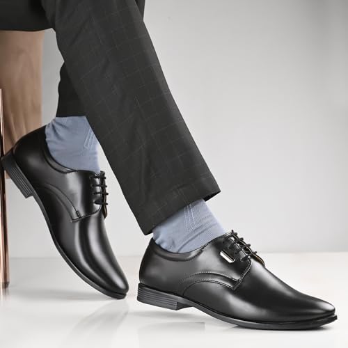 Image of Centrino Men's Formal Shoe | Stylish with Soft Cushioned Insole | Sleek Lace-Up Design for Formal Look | Durable with Anti-Skid Sole | Ideal for Office Wear 9429