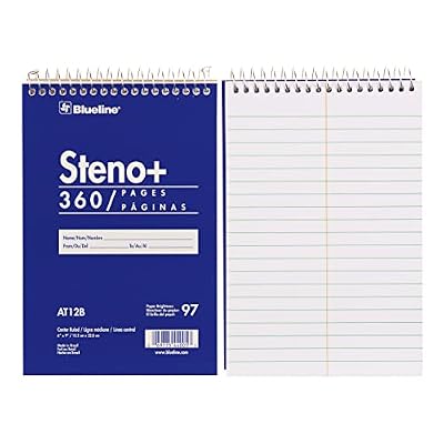 Blueline high-capacity steno pad, medium/college rule, blue cover, 180 white 6 x 9 sheets
