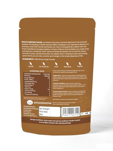 Image of AJURWEDAEAT Brown Sugar Organic Natural Sweetener Powder Unrefined Healthy Alternative No Preservatives Fine Granules for Tea Coffee Baking Made in India (460 GM - Pack Of 2)