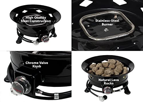 Flame King Smokeless Propane Fire Pit, 24-Inch Portable Firebowl, 58K Btu With Self Igniter, Cover, & Carry Straps For Rv, Camping, & Outdoor Living #TOP1