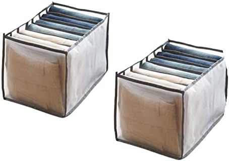 bolukets Clothes Drawer Organisers for Jeans T-shirt Pants Leggings Clothes, 7/9 Grids Foldable Closet Wardrobe Dresser Storage Boxes Large Size Drawer Dividers with Handle