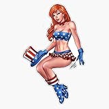 Sexy Redhead American Girl by Al Rio Sticker Vinyl Decal Bumper Sticker 5'