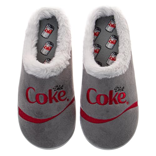 Josmo Coca-Cola Plush Clog Slippers For Men Diet Coke Classic Coke Slip On Indoor Outdoor Slipper-Grey Size 1112 Adult