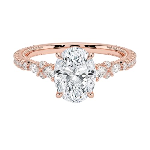 1-3 CT Moissanite Ring 10K 14K 18K Solid Gold & 925 Sterling Silver Pave Diamond Accented Moissanite Engagement Ring Christmas Gift For Women