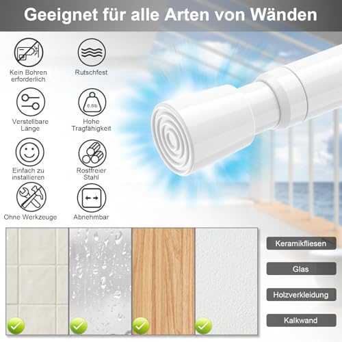 Image of AIZESI Spring Tension Rods Adjustable Tension Curtain Rod Small Tension Rod No Drilling Expandable Spring Loaded Curtain Tension Rod(White,26 inch to 39 inch-4Pcs)