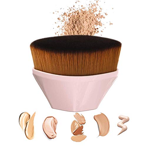 Foundation Makeup Brush Flat Top Kabuki Hexagon Face Blush Liquid Powder Foundation Brush for Blending Liquid, Cream or Flawless Powder Cosmetics(pink)