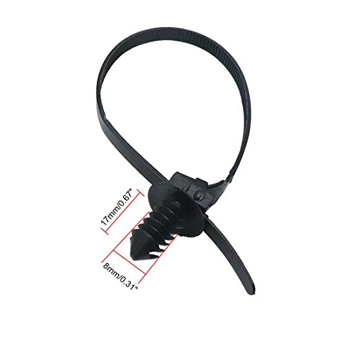 Sydien Fir Tree Nylon Push Mount Cable Zip Tie 8.3"x0.18" Black 50pcs