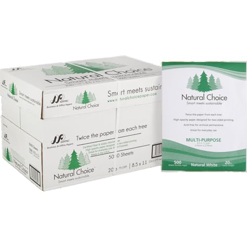 Natural Choice Multi-Purpose Copy Paper, 20 lb, Letter, White, 5000 Sheets by Natural Choice - Used condition - US$112.93