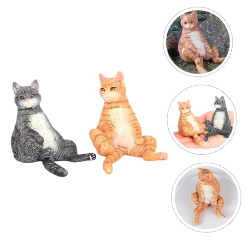 Figurines chat réalistes lot de 2 statuettes miniatures pour décor de maison - 2