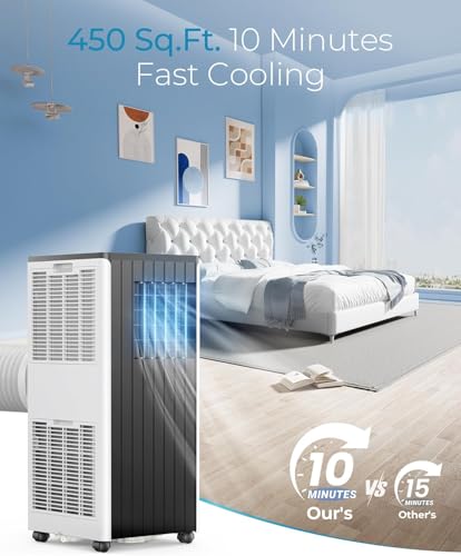 FIOGOHUMI 12000BTU Portable Air Conditioners - Portable AC Unit with Built-in Dehumidifier Fan Mode for Room up to 450 sq.ft. - Room Air Conditioner with 24H Timer & Remote Control Window Mount Kit