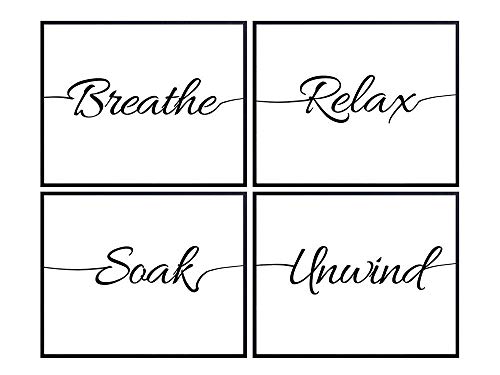 Zen Bathroom Wall Art Print Set 8x10, Inspirational Quotes