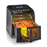 GOURMETmaxx Freidora de aire caliente con ventana transparente y techo...
