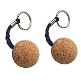 35mm Floating Cork Ball Keyring Float Keychain for Kayaking Boating Fishing Kite Surfing Sailing Kayak, Pack of 2